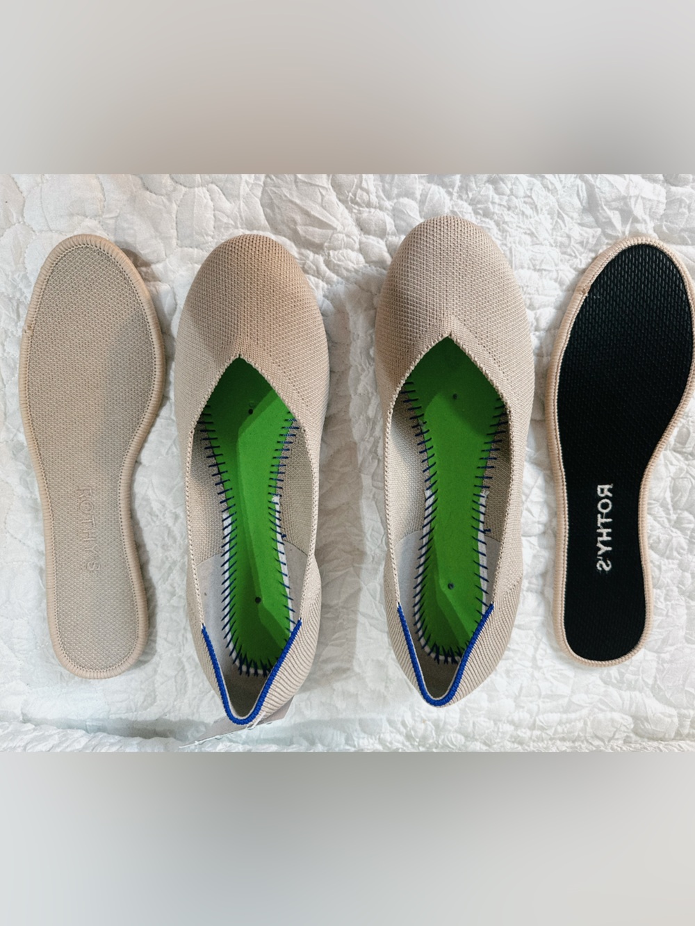 Rothy's The Flat Women's Slip-On Shoes Ballet Flats Ecru Tan Size 6 New - Picture 12 of 16